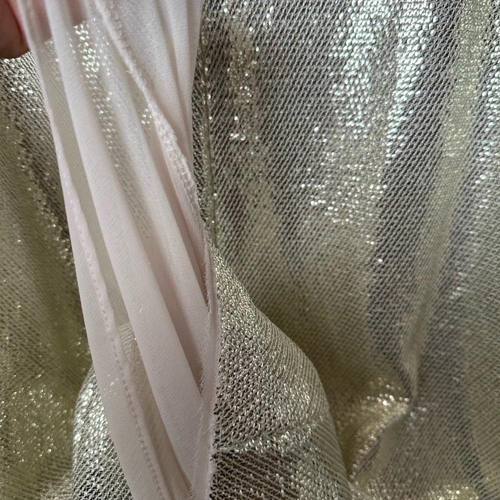 ZARA Silver Gold Metallic Small Sequins Midi Skater Skirt BNWT - Picture 8 of 8
